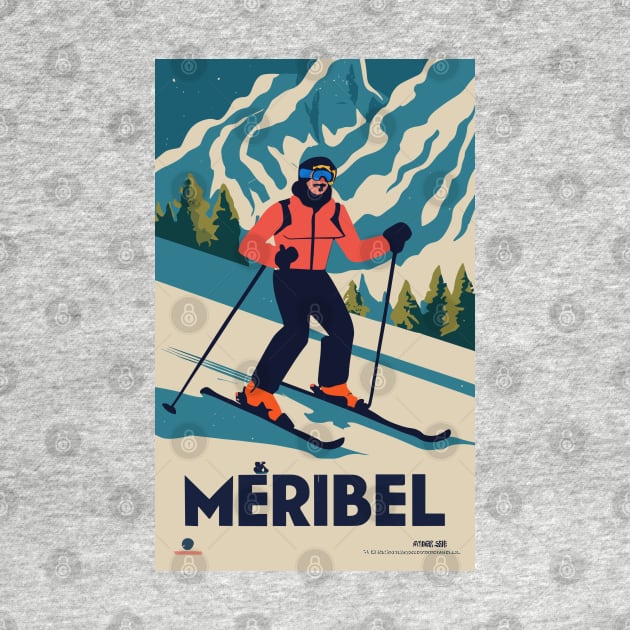 A Vintage Travel Art of Meribel - France by goodoldvintage